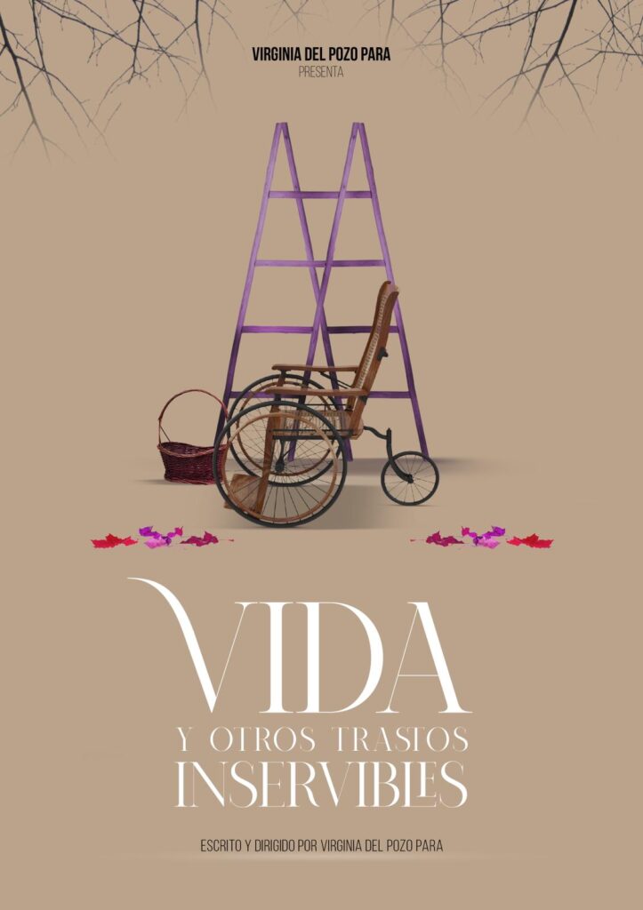 Vida y otros trastos inservibles. Cartel de un montaje teatral dirigido e interpretado por Virginia del Pozo, llamado Vida y otros trastos inservibles.